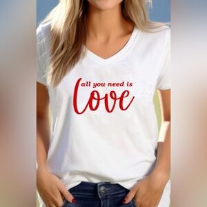 White Tee with Red 'Love' Script